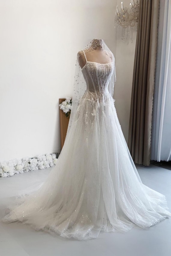 linear beading wedding dress Ladivine KV1129 Elegantly Fitted Crystal Embellished Formal Gown Champagne / 10 main image 1