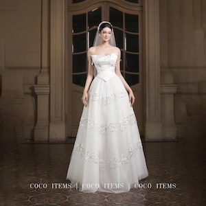 White Satin Wedding Corset Dress: Pearl Detail Maxi Skirt
