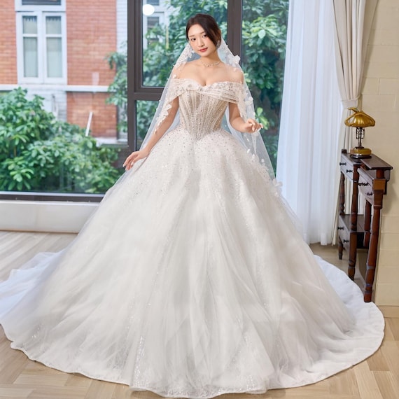 Buy Off the Shoulder Sequin Wedding Dress: Pearls, Lace & Tulle Online in India - Etsy Buy Off the Shoulder Sequin Wedding Dress: Pearls, Lace & Tulle Online in India - Etsy
