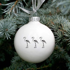 Flamingo Parade Christmas Bauble, Christmas Ornament with Flamingo, Funny Ornament image 3