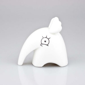 Cute Flying Elephant, Ceramic Elephant, White Elephant, Quirky Monster Figurine image 7