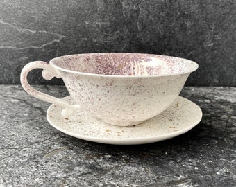 Porcelain Cup and Saucer Plated with Gold, Gold Splashed Tea Set