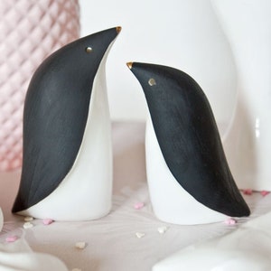 Penguins Salt and Pepper Shakers, Handmade porcelain Spice containers image 6