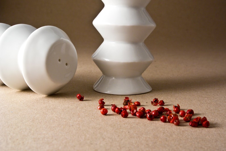 Salt and Pepper Shakers, White Porcelain Shakers, Modern Housewarming Gift image 4