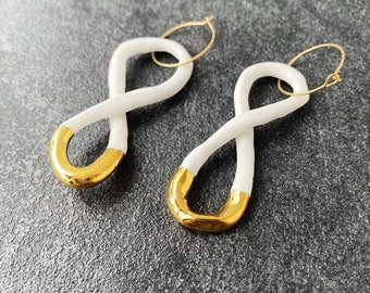 Pendientes Infinity, Pendientes de Porcelana Hechos a Mano