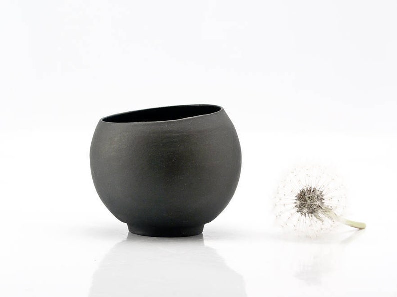 Minimalist Porcelain Teacup, Black or White Ceramic Teacup image 6