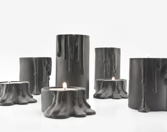 Ceramic Candle Holders with Dripping Wax Effect