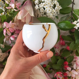 White Kintsugi Cup