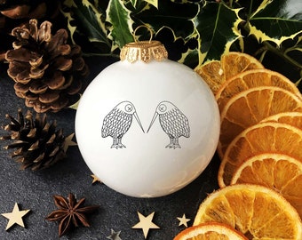 Kiwi Birds Christmas Ornament, Porcelain Ornament, New Zealand ornament