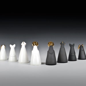Contemporary Chess Set, Handmade Porcelain Chess, Ceramic Chess Set, Wedding Gift image 2