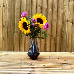 Large Vase with Colourful Drips and Gold Band image 2