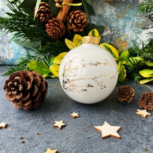 Modern Christmas Ornament, White Christmas Bauble, Handmade Christmas Decoration