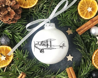 Christmas Ornament with Plane, Aircraft Bauble, Christmas Tree Decoration