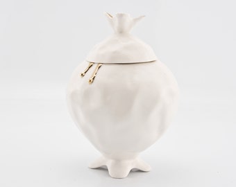 Quirky Sugar Bowl, Ceramic Sugar Bowl Decorated with Gold, Mad Hatters Tea Party Sugar Bowl