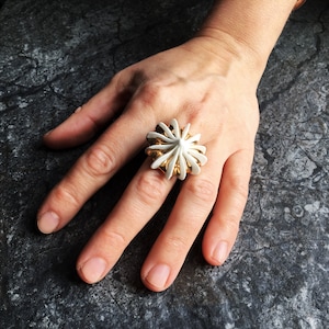 Iced Gem Ring, Statement Ring, Porcelain and Gold Ring