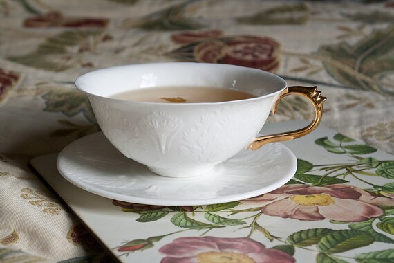 White Porcelain Teacup With Flowers White Decorative Teacup - Etsy