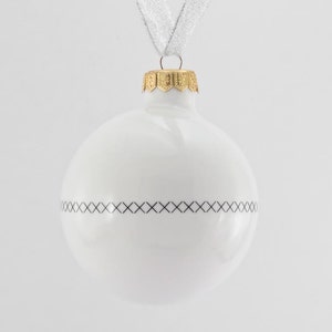 White Christmas Ornament with Cross Stitch Pattern, White Christmas Bauble, Ceramic Ornament image 7