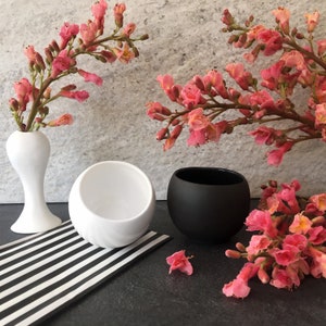 Minimalist Porcelain Teacup, Black or White Ceramic Teacup image 5