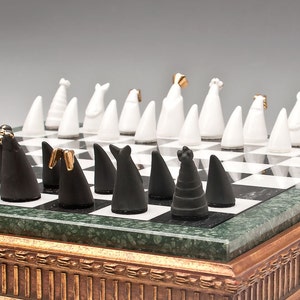 Contemporary Chess Set, Handmade Porcelain Chess, Ceramic Chess Set, Wedding Gift image 5