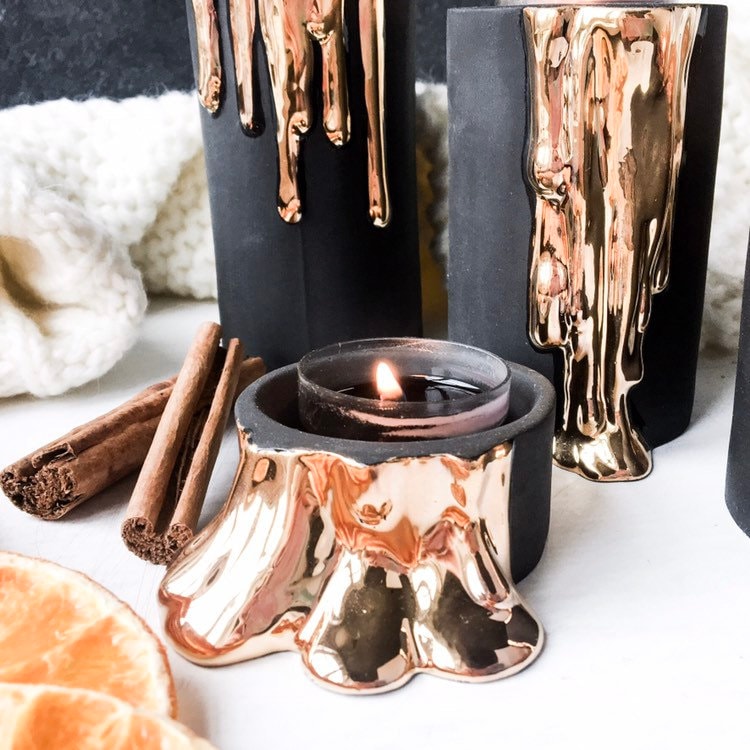 Black and Gold Candle Holders Modern Ceramic Candlesticks Etsy UK