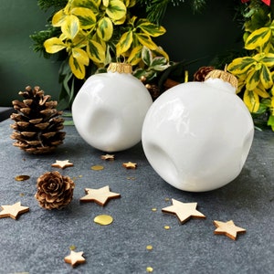 Misshapen Christmas Bauble, White Christmas Ornament