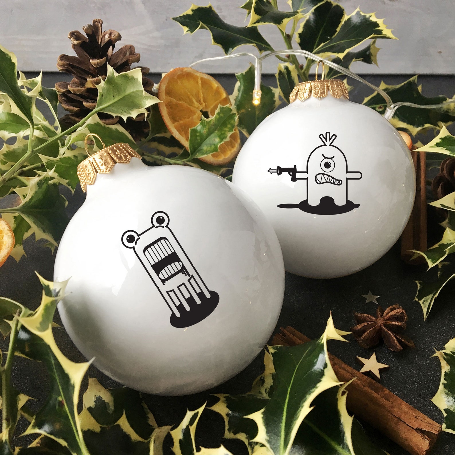 Funny Christmas Ornament With Monster Cute Christmas Bauble Etsy