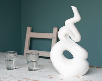 Decanter in porcellana moderna, Vaso di porcellana contemporanea, Centro matrimoni, Scultura in ceramica