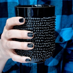 Mug with Spikes, Spiked Porcelain Tumbler Mug in White or Black
