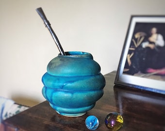 Turquoise Mate Gourd 'Venus', tasse en céramique verte et bleue pour les amoureux de Yerba Mate