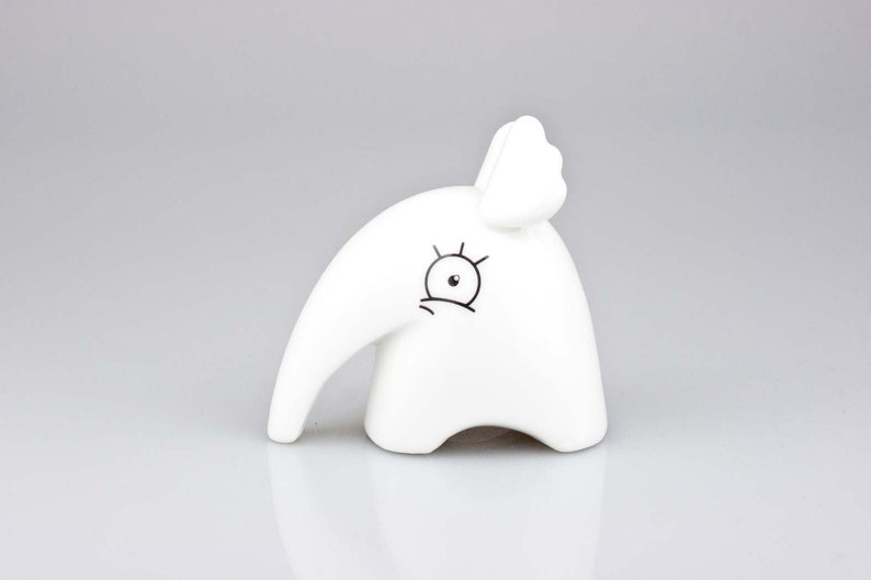 Cute Flying Elephant, Ceramic Elephant, White Elephant, Quirky Monster Figurine image 7