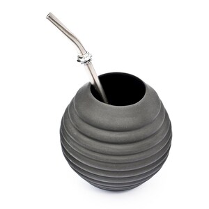 Black Ceramic Mate Gourd, Black Yerba Mate Mug, Big Ceramic Mug image 6