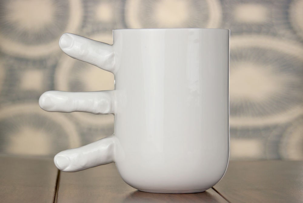 Funny Mug with Fingers Coffee Mug with Fingers Big Ceramic Etsy