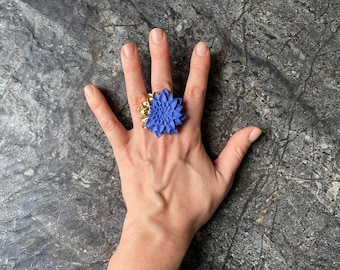 Chunky Flower Ring, Solid Colour Porcelain Ring