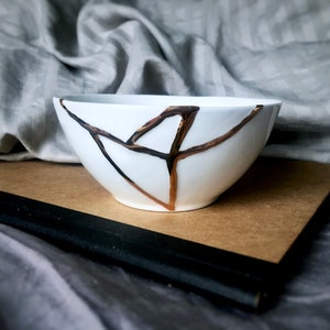 White Kintsugi Bowl