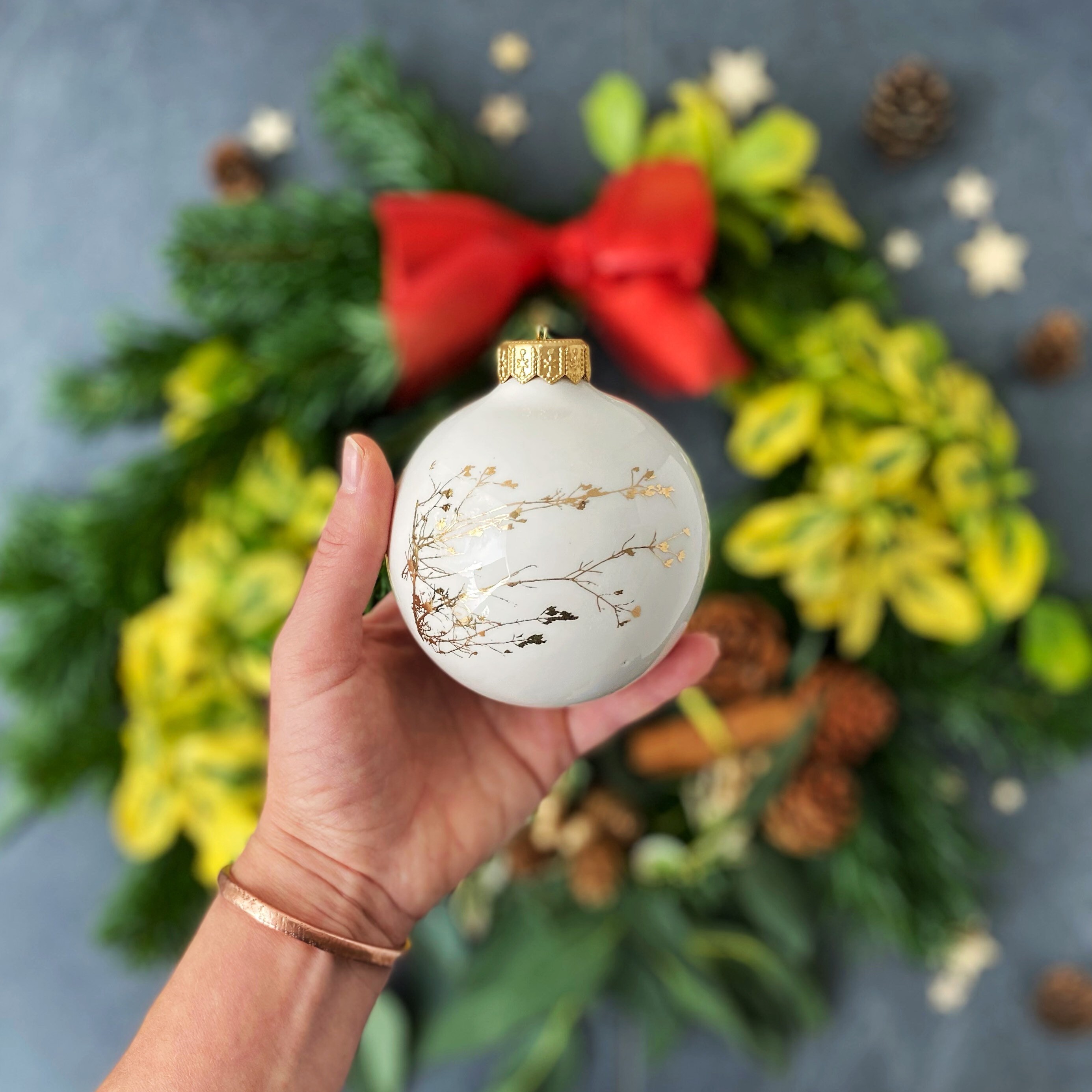 Modern Christmas Ornament White Christmas Bauble Handmade Etsy UK