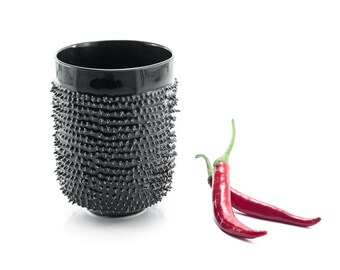 Black Ceramic Mug with Spikes, Big Handmade Coffee Mug