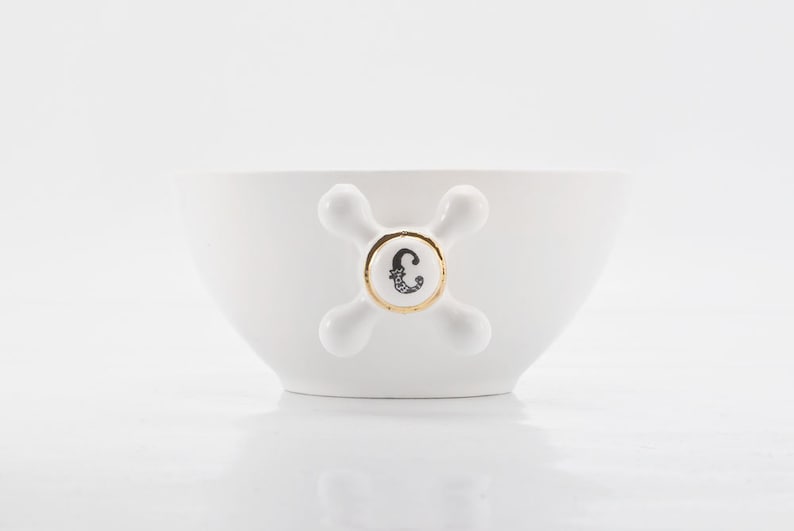 Quirky Bowl with Faucets, Funny Ceramic Bowl, Handyman Gift, White Soup Bowl image 8