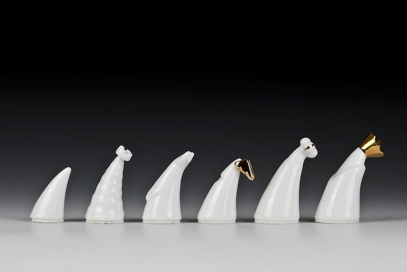Contemporary Chess Set, Handmade Porcelain Chess, Ceramic Chess Set, Wedding Gift image 1