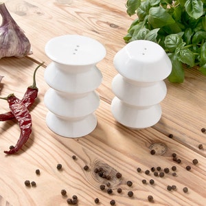 Salt and Pepper Shakers, White Porcelain Shakers, Modern Housewarming Gift image 1