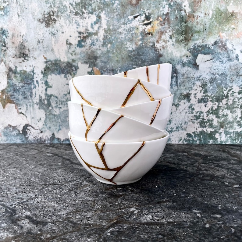 White Kintsugi Bowl
