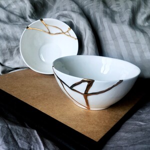 White Kintsugi Bowl