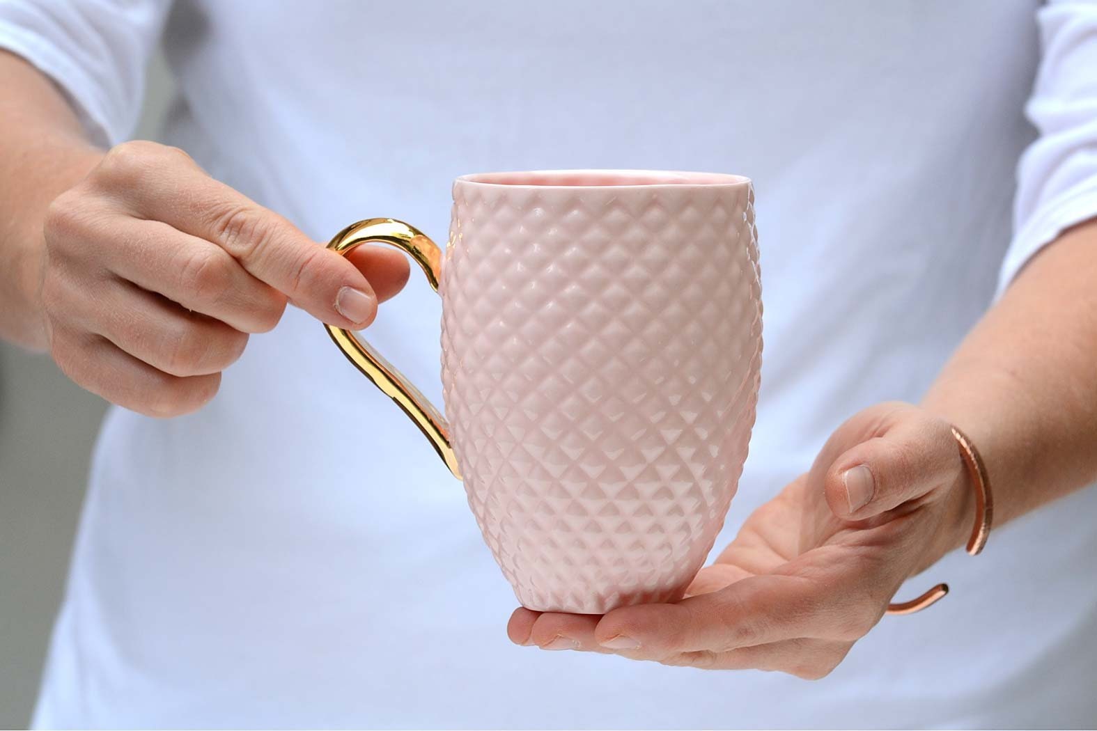 Tasse Rose de Café, Tasse Café Porcelaine avec Le Modèle d'ananas, en Céramique Café