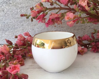 Minimalist Cup with Gold Rim, Handmade Porcelain Bowl