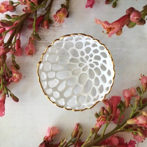 Lace Porcelain Bowl Plated with Gold, Small Decorative Trinket Dish image 8