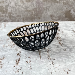 Lace Porcelain Bowl Plated with Gold, Small Decorative Trinket Dish image 2
