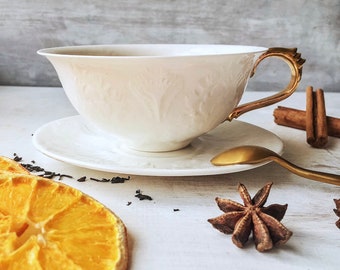 Porcelain Teacup with Delicate Flower Patterns