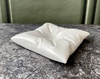 Porte Savon Céramique Blanche Coussin Porcelaine