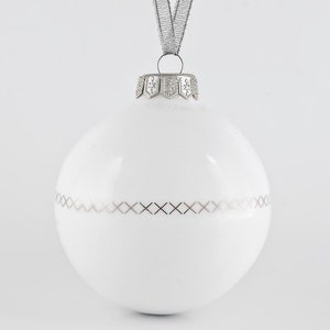 White Christmas Ornament with Cross Stitch Pattern, White Christmas Bauble, Ceramic Ornament image 6