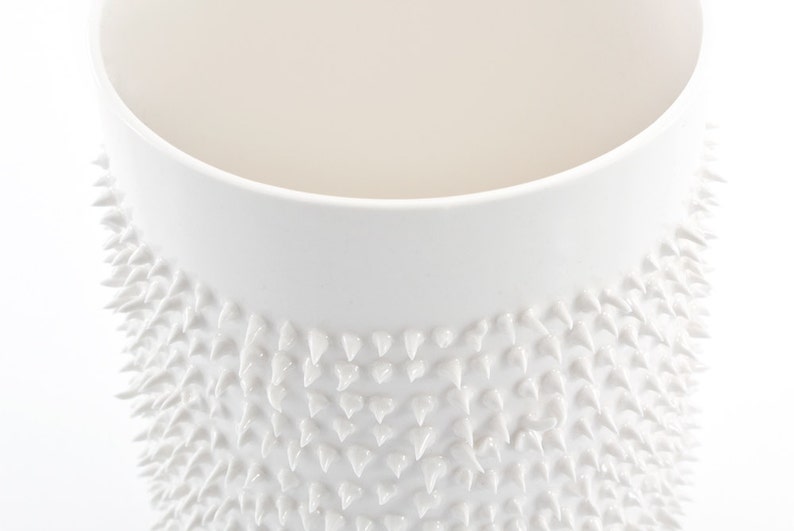 White Mug with Spikes, Spiked Porcelain Tumbler Mug image 6