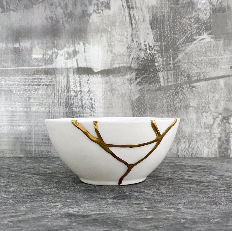 White Kintsugi Bowl